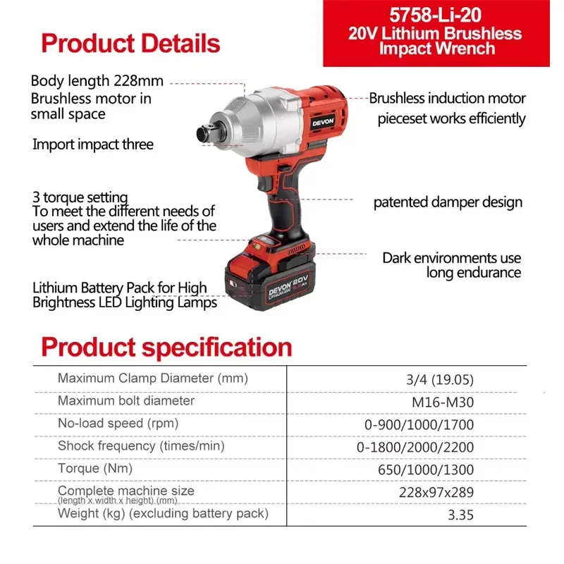 Ударный гайковерт Devon 20V с  – обзор и цена Torque Wrench